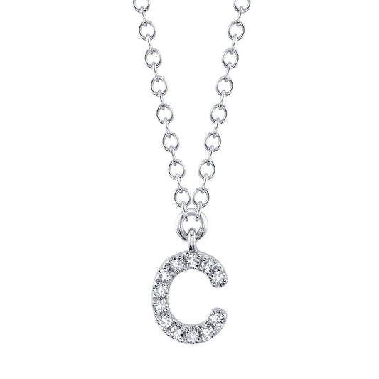 0.04CT 14K W/G DIAMOND NECKLACE - INITIAL C