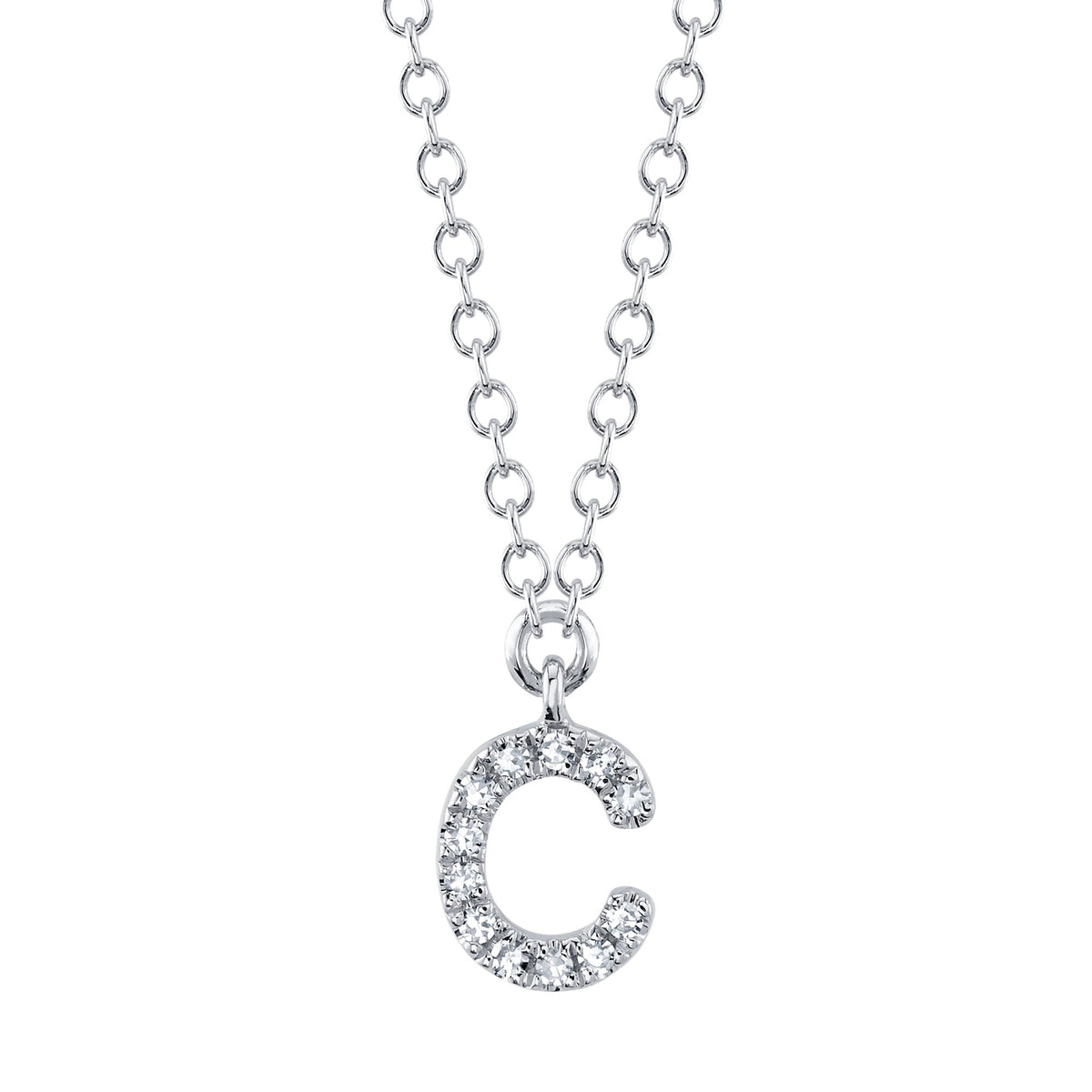 0.04CT 14K W/G DIAMOND NECKLACE - INITIAL C