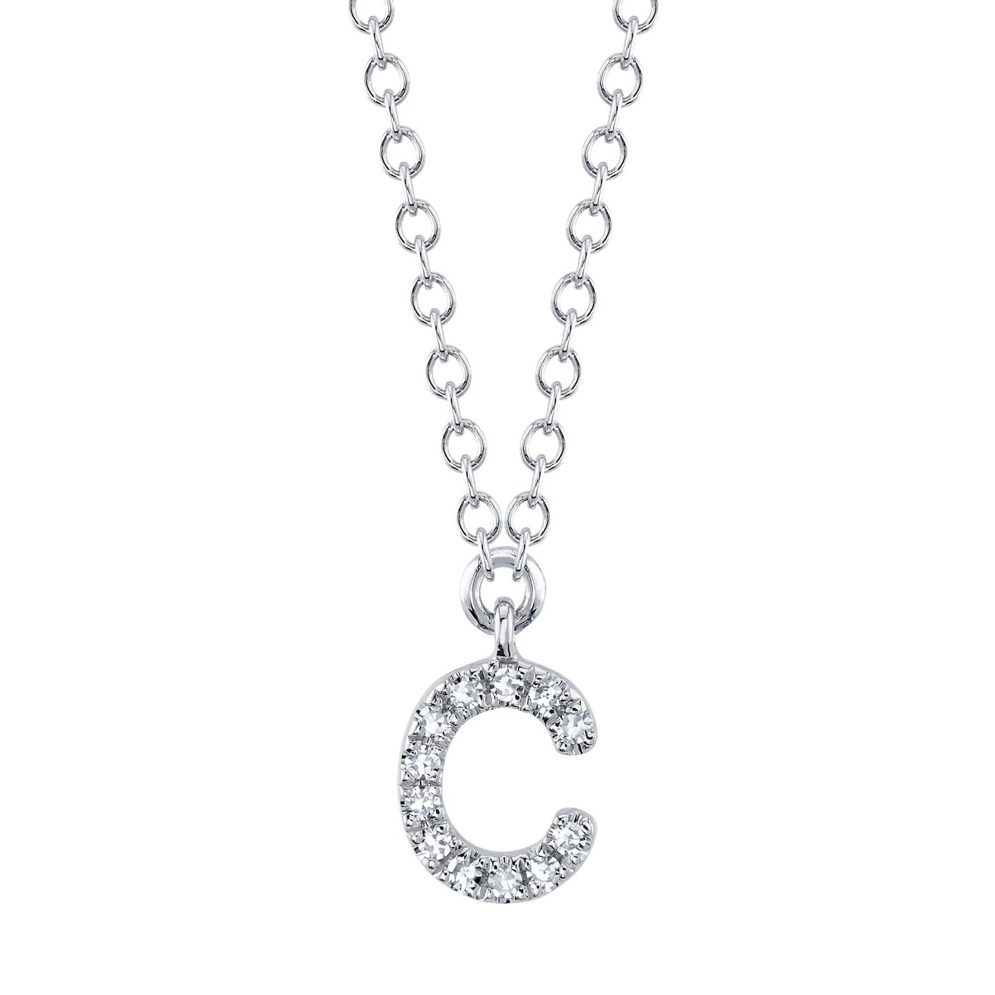 0.04CT 14K W/G DIAMOND NECKLACE - INITIAL C