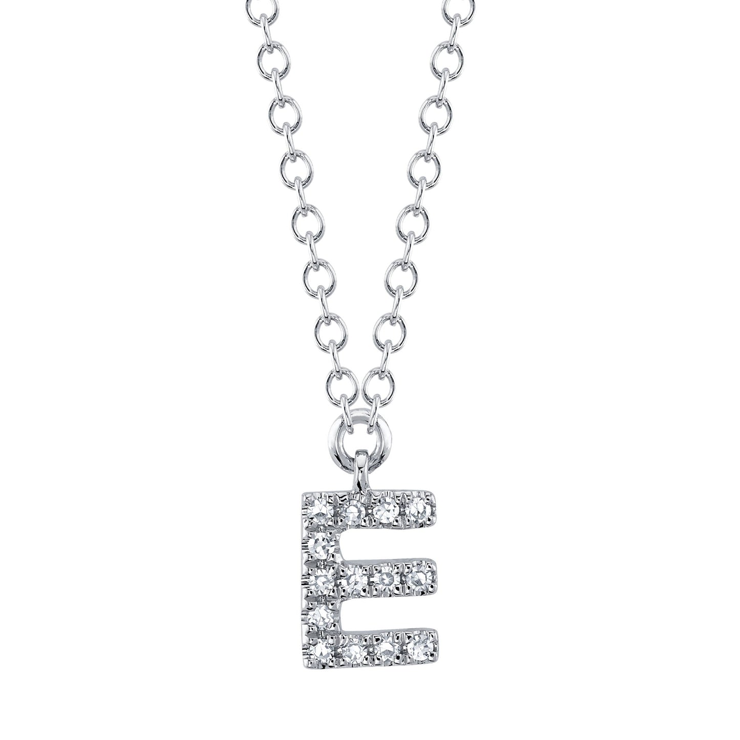 0.04CT 14K W/G DIAMOND NECKLACE - INITIAL E