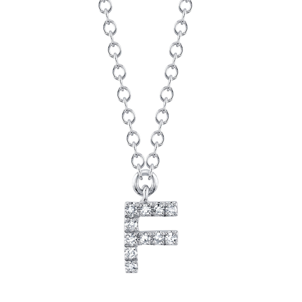 0.04CT 14K W/G DIAMOND NECKLACE - INITIAL F