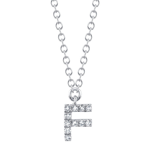 0.04CT 14K W/G DIAMOND NECKLACE - INITIAL F