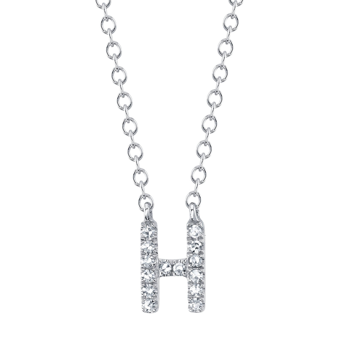 0.05CT 14K W/G DIAMOND NECKLACE - INITIAL H