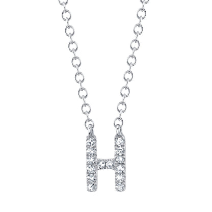 0.05CT 14K W/G DIAMOND NECKLACE - INITIAL H