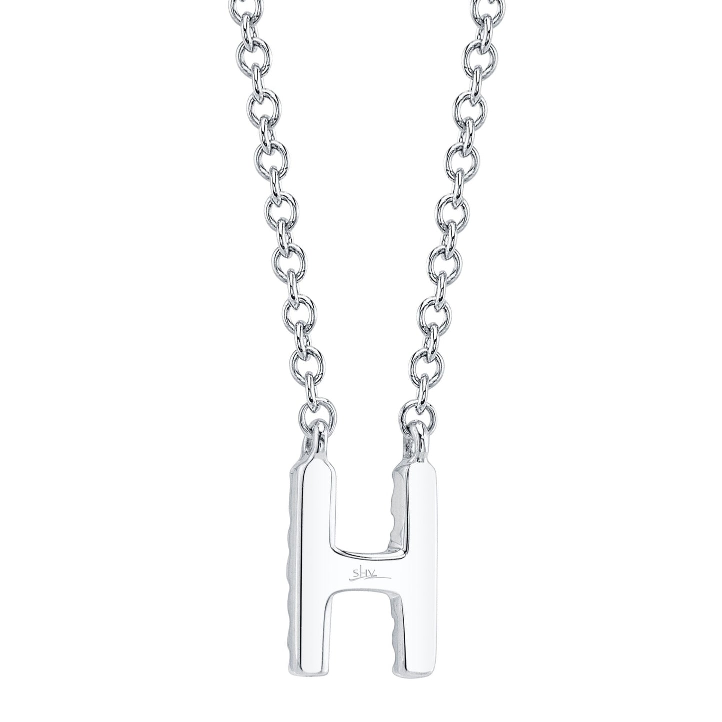 0.05CT 14K W/G DIAMOND NECKLACE - INITIAL H