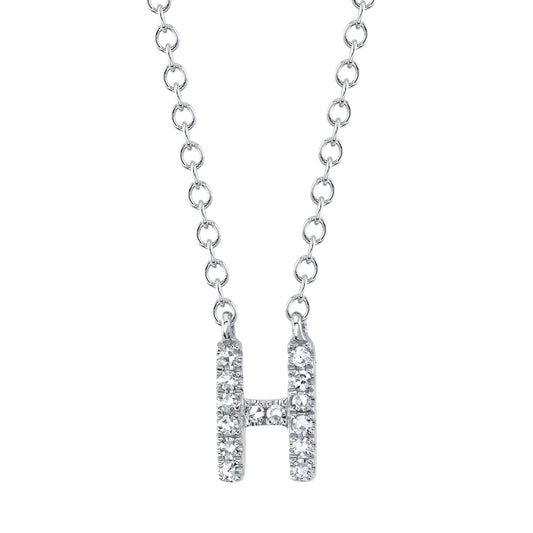 0.05CT 14K W/G DIAMOND NECKLACE - INITIAL H
