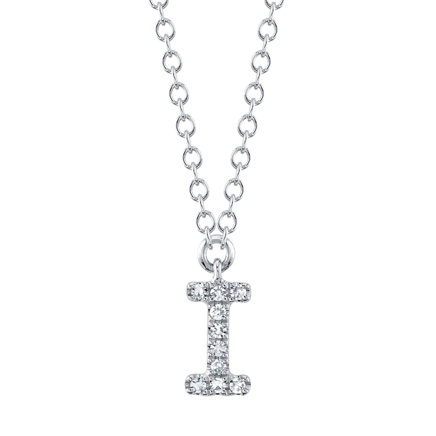 0.03CT 14K W/G DIAMOND NECKLACE - INITIAL I