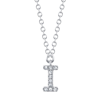 0.03CT 14K W/G DIAMOND NECKLACE - INITIAL I