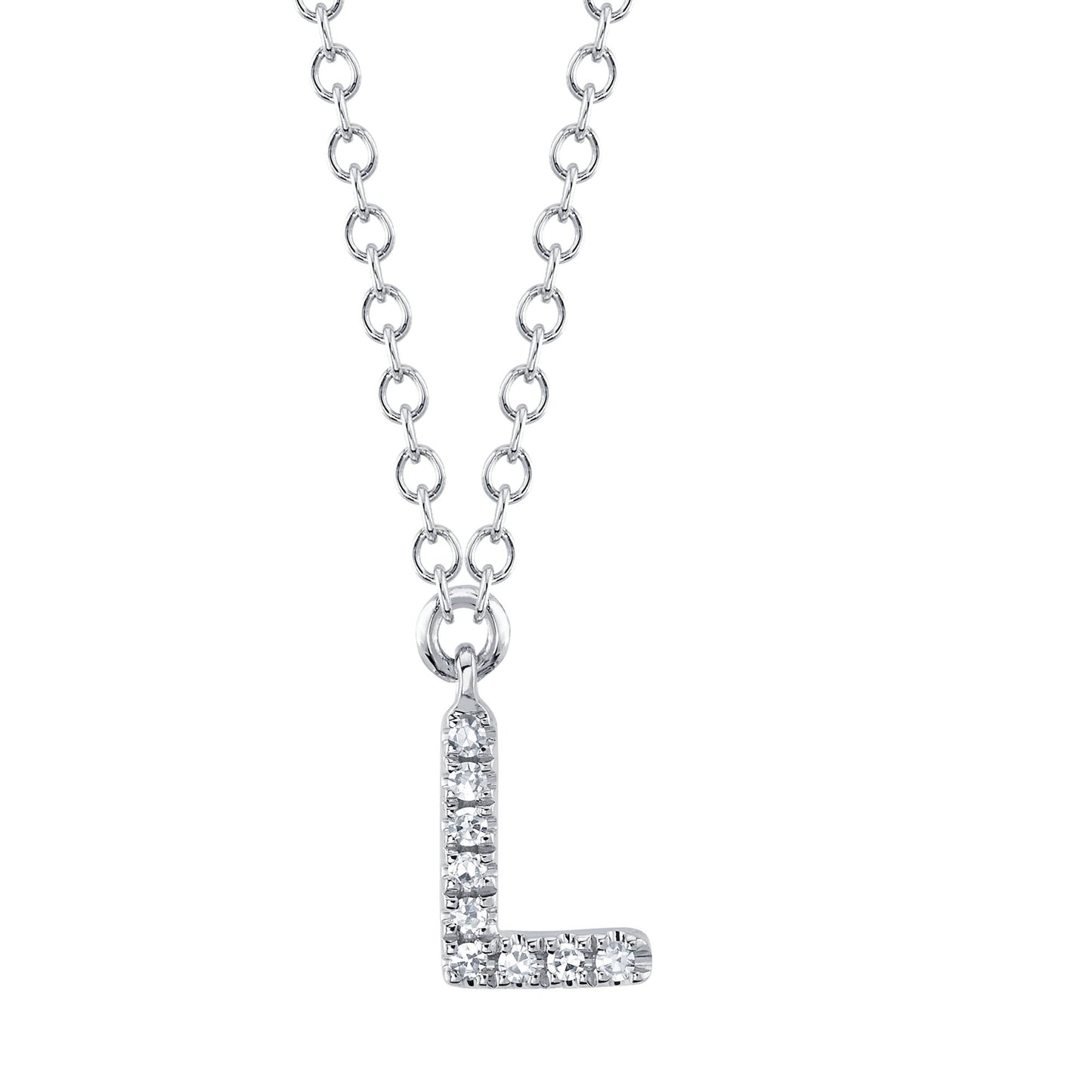 0.03CT 14K W/G DIAMOND NECKLACE - INITIAL L