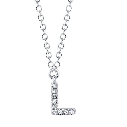 0.03CT 14K W/G DIAMOND NECKLACE - INITIAL L