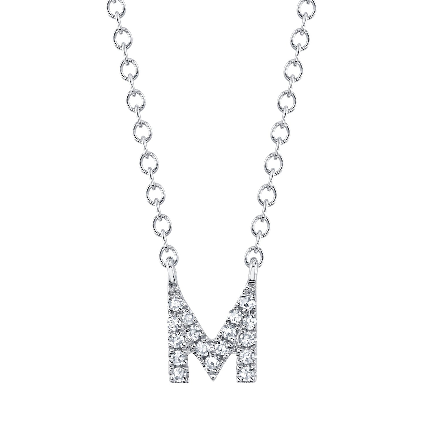 0.05CT 14K W/G DIAMOND NECKLACE - INITIAL M