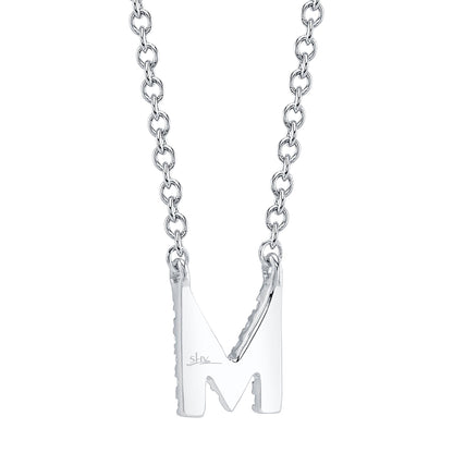0.05CT 14K W/G DIAMOND NECKLACE - INITIAL M