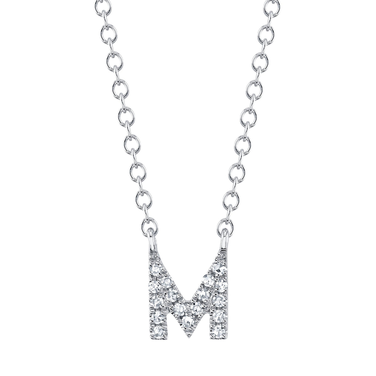 0.05CT 14K W/G DIAMOND NECKLACE - INITIAL M