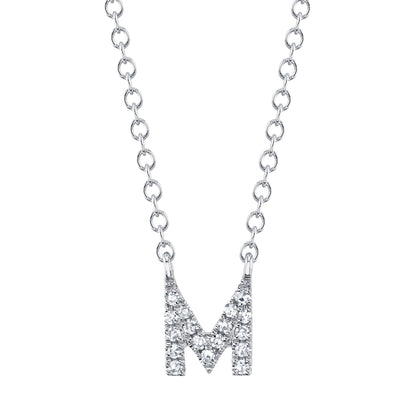 0.05CT 14K W/G DIAMOND NECKLACE - INITIAL M