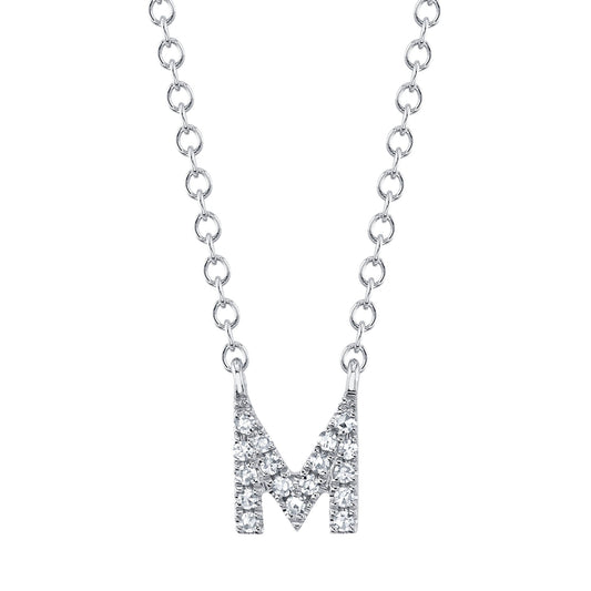 0.05CT 14K W/G DIAMOND NECKLACE - INITIAL M
