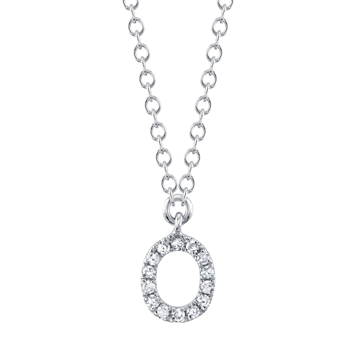 0.05CT 14K W/G DIAMOND NECKLACE - INITIAL O
