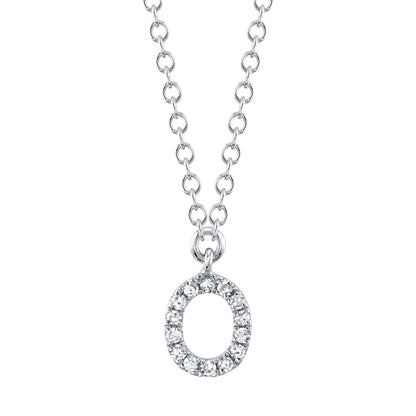 0.05CT 14K W/G DIAMOND NECKLACE - INITIAL O