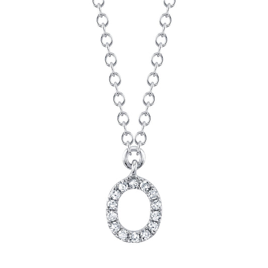 0.05CT 14K W/G DIAMOND NECKLACE - INITIAL O