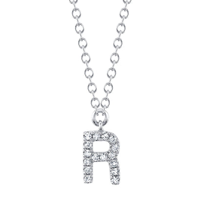 0.05CT 14K W/G DIAMOND NECKLACE - INITIAL R