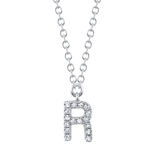 0.05CT 14K W/G DIAMOND NECKLACE - INITIAL R