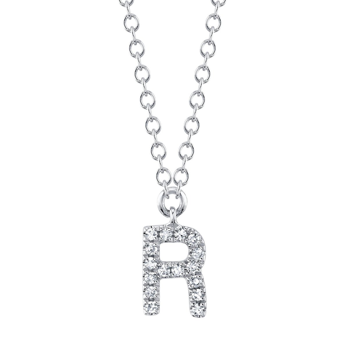 0.05CT 14K W/G DIAMOND NECKLACE - INITIAL R