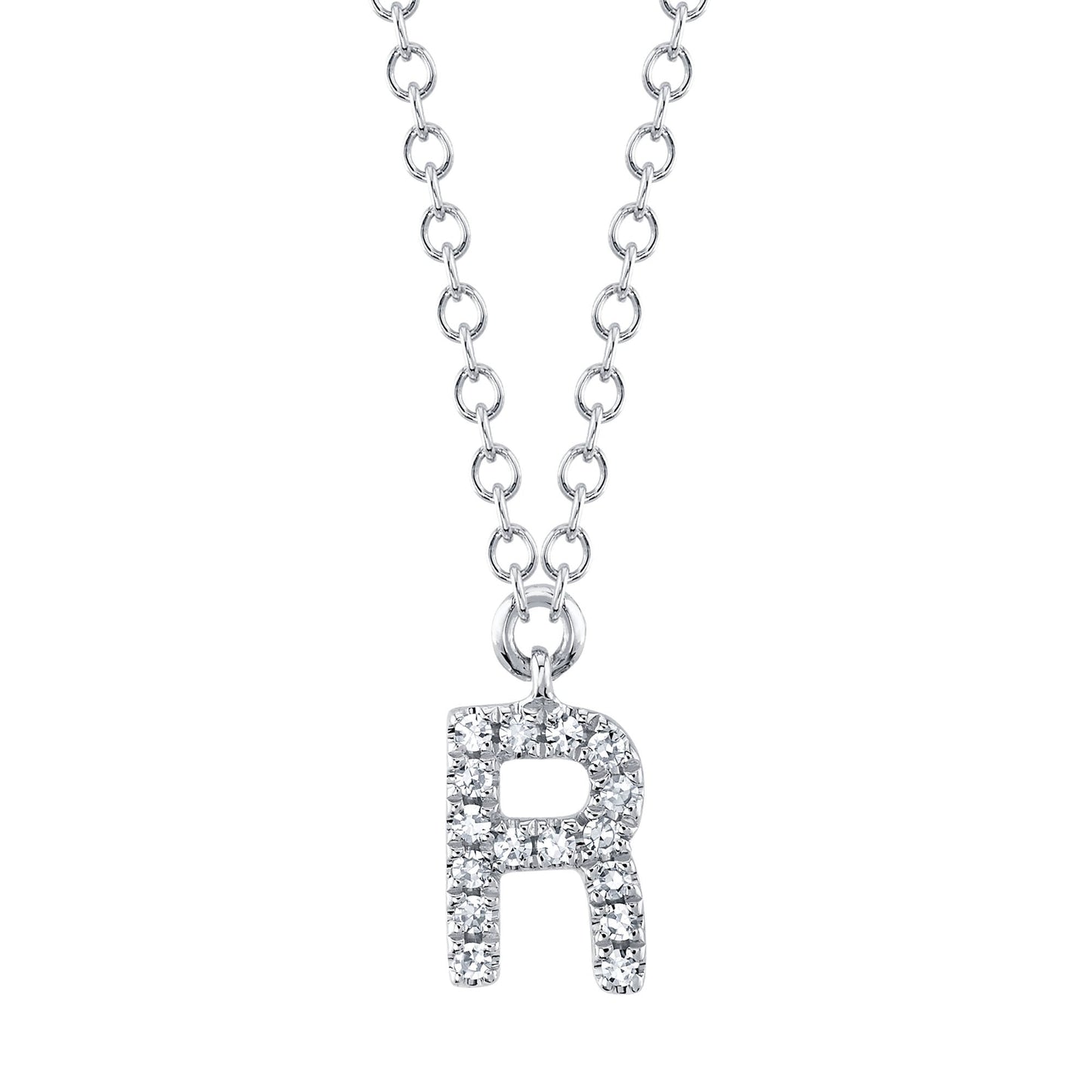 0.05CT 14K W/G DIAMOND NECKLACE - INITIAL R
