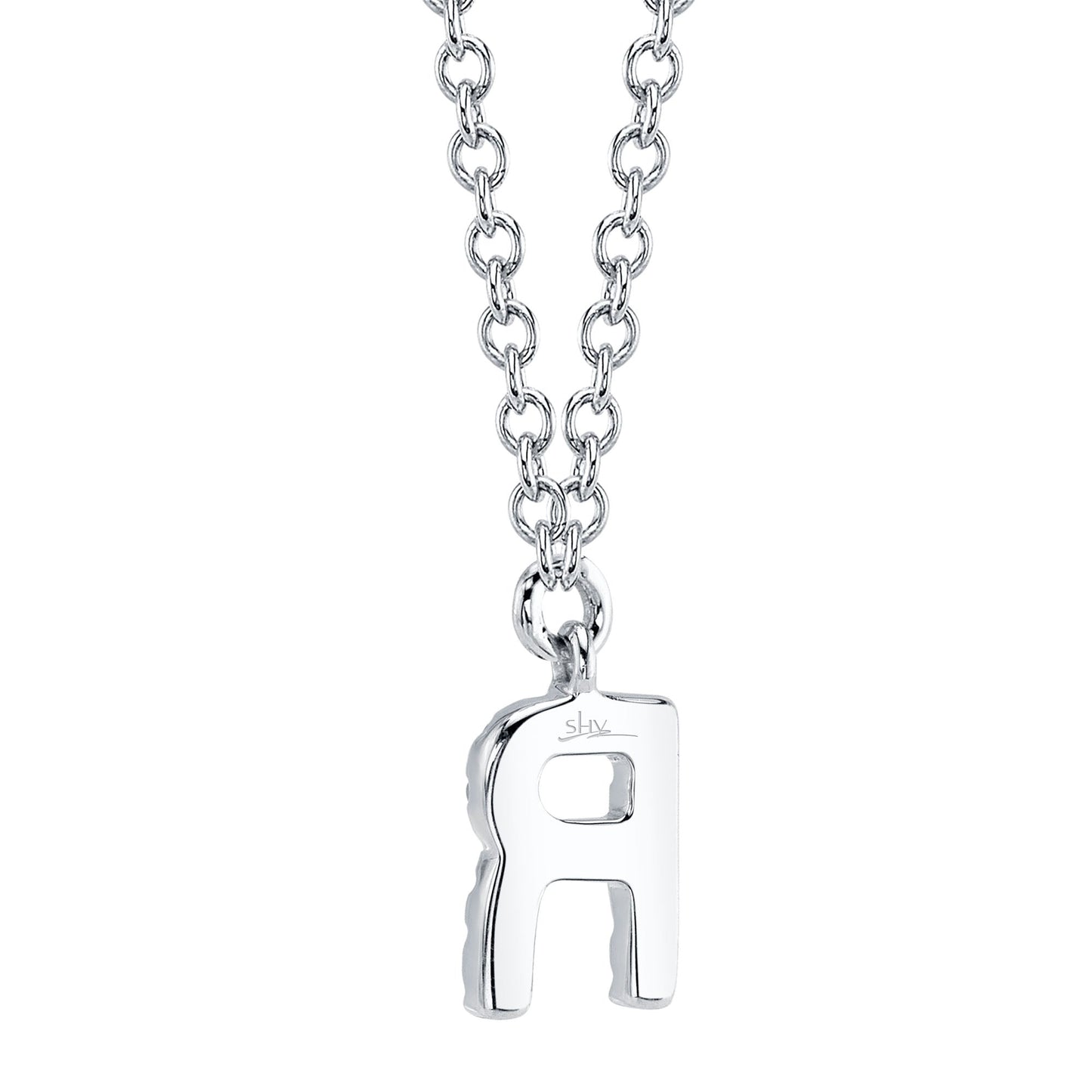 0.05CT 14K W/G DIAMOND NECKLACE - INITIAL R