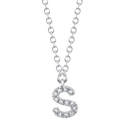 0.05CT 14K W/G DIAMOND NECKLACE - INITIAL S