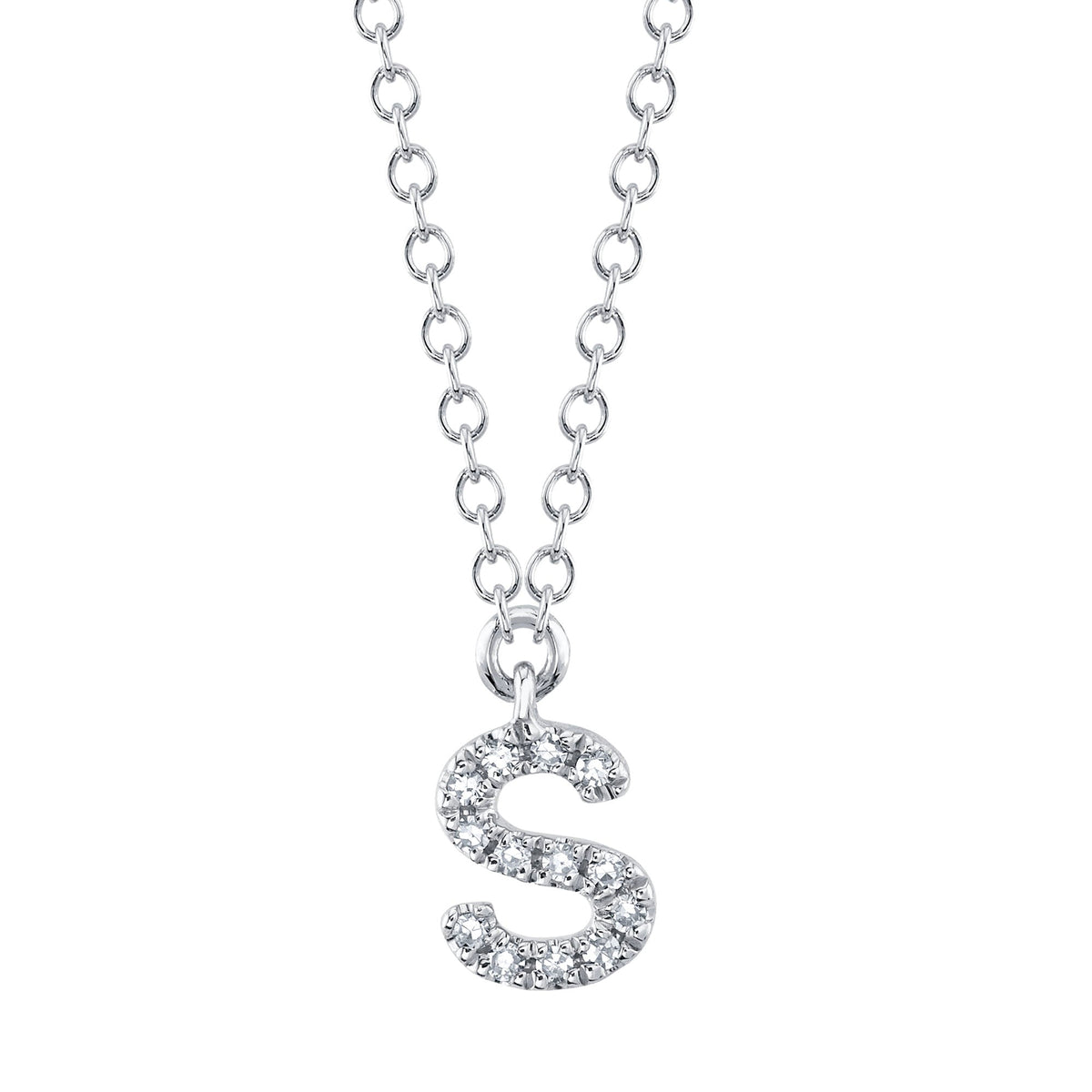 0.05CT 14K W/G DIAMOND NECKLACE - INITIAL S