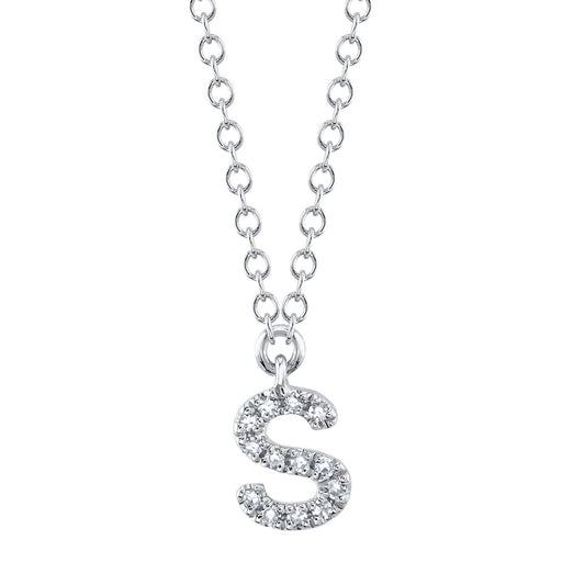 0.05CT 14K W/G DIAMOND NECKLACE - INITIAL S