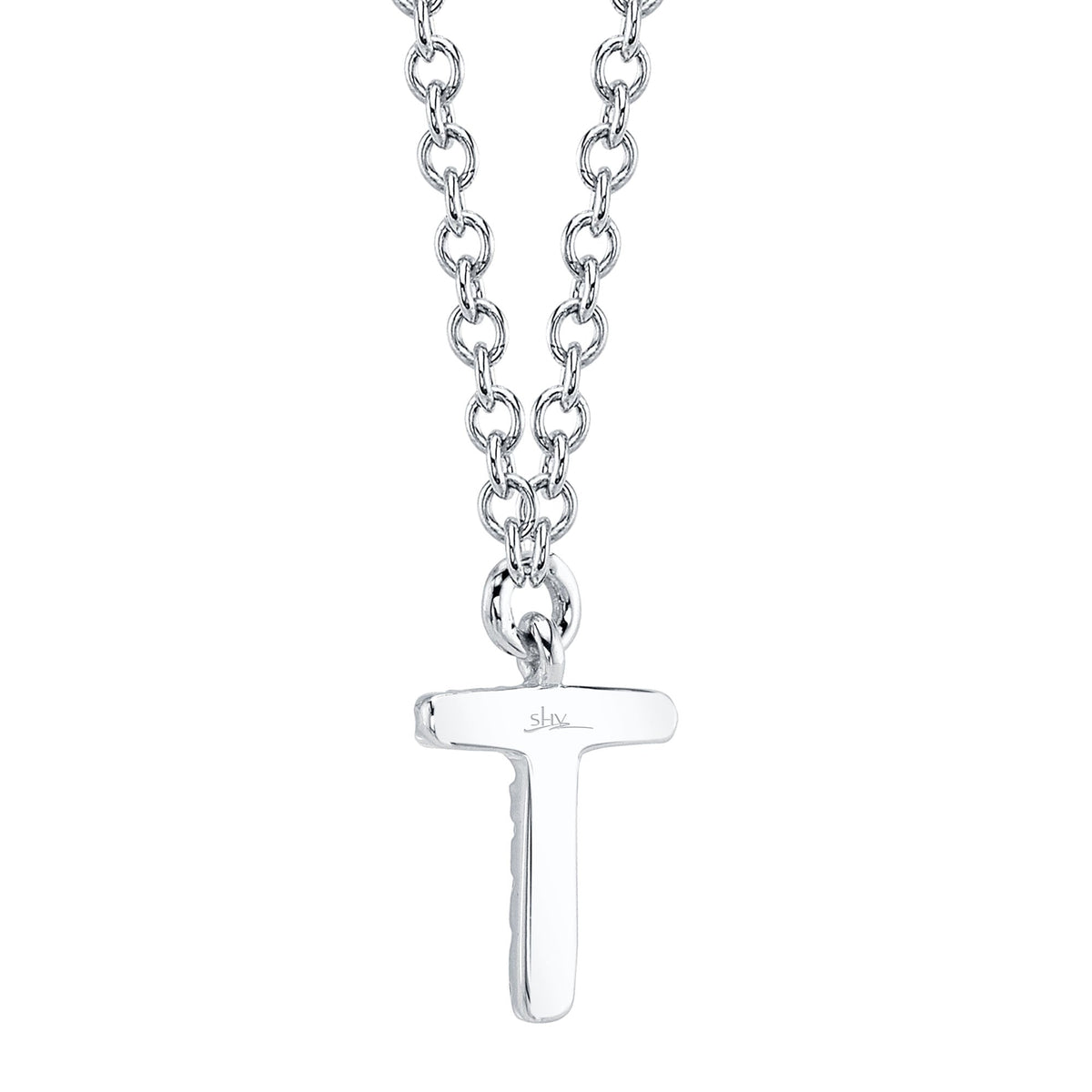 0.03CT 14K W/G DIAMOND NECKLACE - INITIAL T