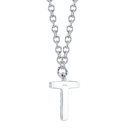 0.03CT 14K W/G DIAMOND NECKLACE - INITIAL T