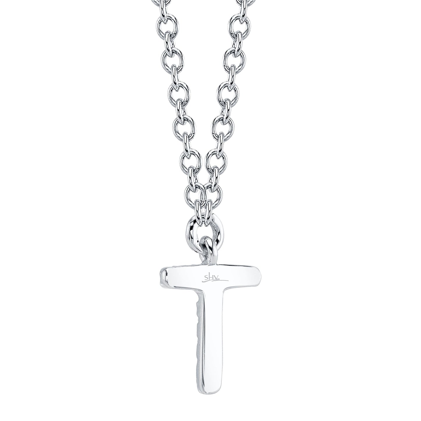0.03CT 14K W/G DIAMOND NECKLACE - INITIAL T