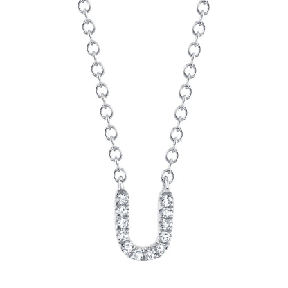 0.04CT 14K W/G DIAMOND NECKLACE - INITIAL U
