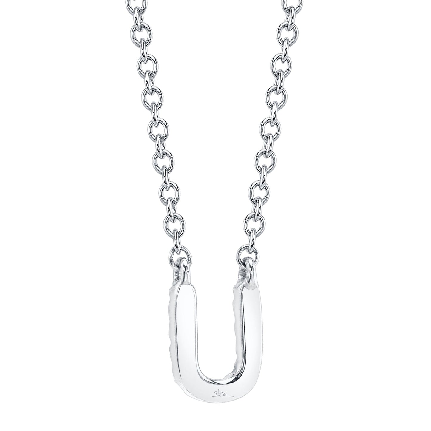 0.04CT 14K W/G DIAMOND NECKLACE - INITIAL U