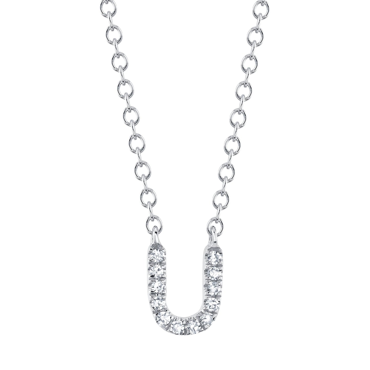 0.04CT 14K W/G DIAMOND NECKLACE - INITIAL U