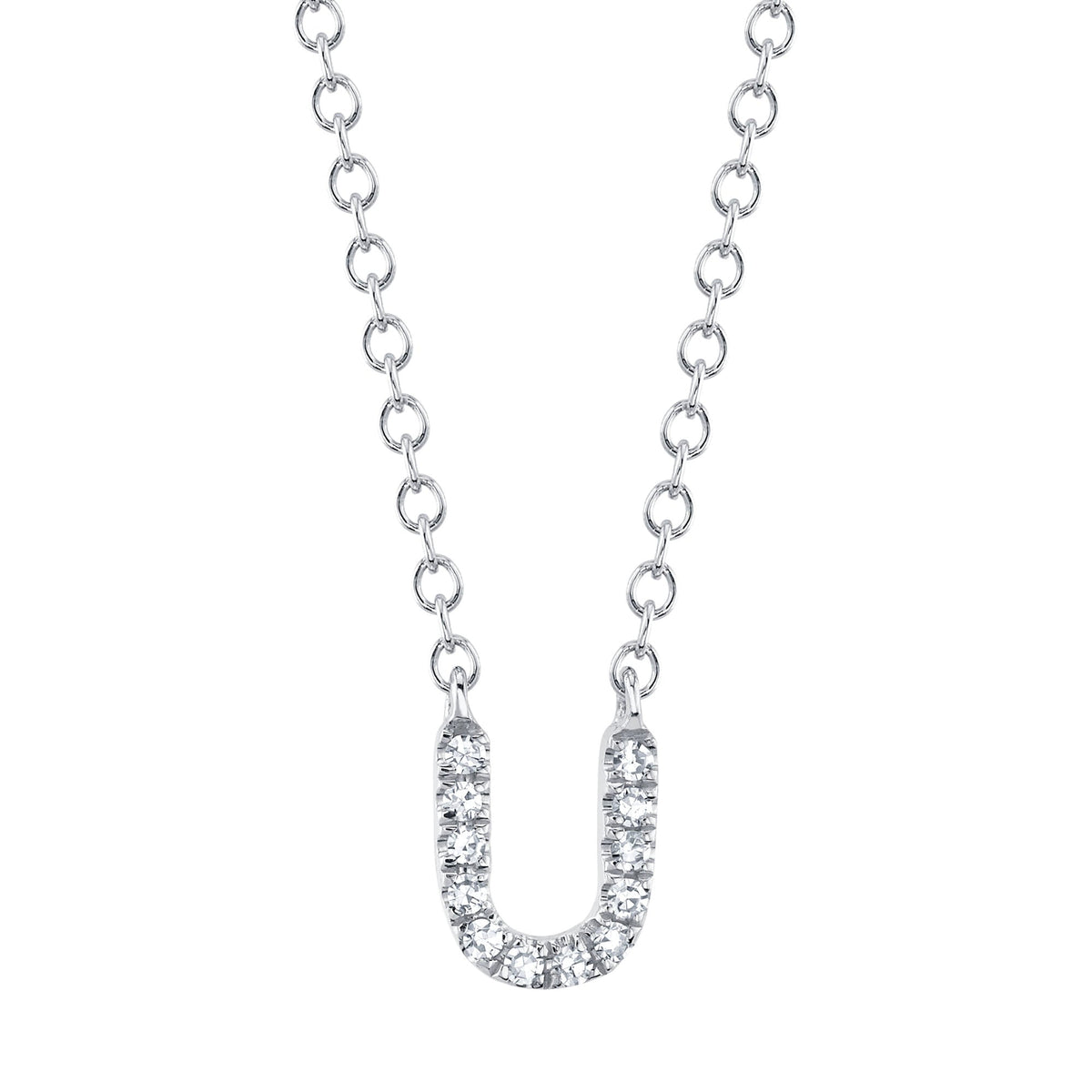 0.04CT 14K W/G DIAMOND NECKLACE - INITIAL U