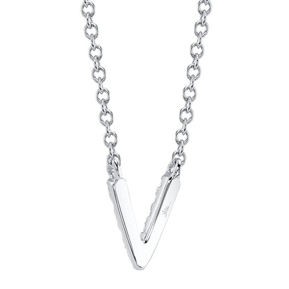 0.03CT 14K W/G DIAMOND NECKLACE - INITIAL V