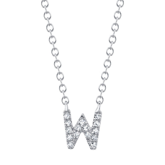 0.05CT 14K W/G DIAMOND NECKLACE - INITIAL W
