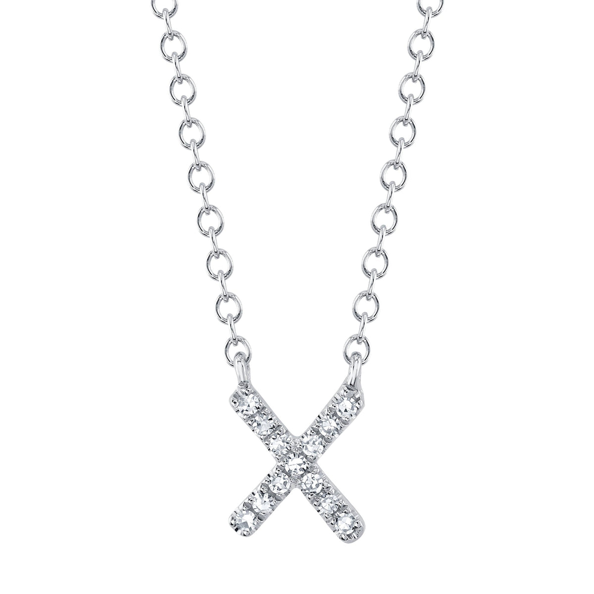 0.04CT 14K W/G DIAMOND NECKLACE - INITIAL X