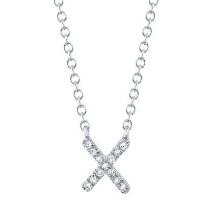0.04CT 14K W/G DIAMOND NECKLACE - INITIAL X