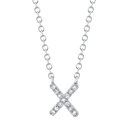 0.04CT 14K W/G DIAMOND NECKLACE - INITIAL X