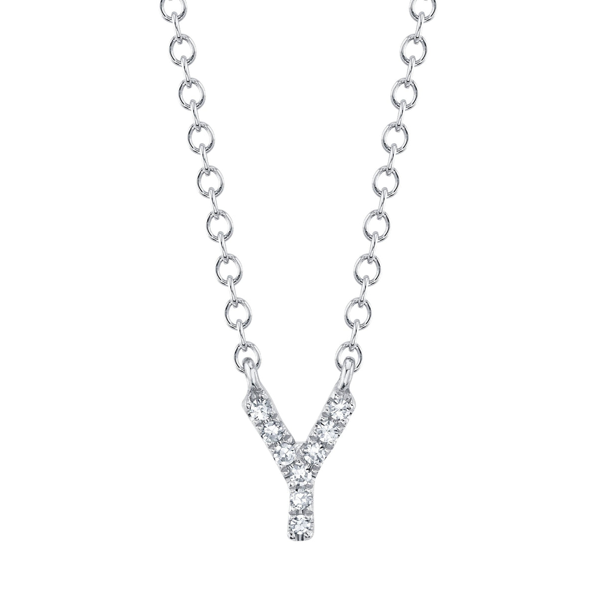 0.03CT 14K W/G DIAMOND NECKLACE - INITIAL Y