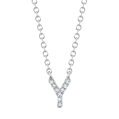 0.03CT 14K W/G DIAMOND NECKLACE - INITIAL Y