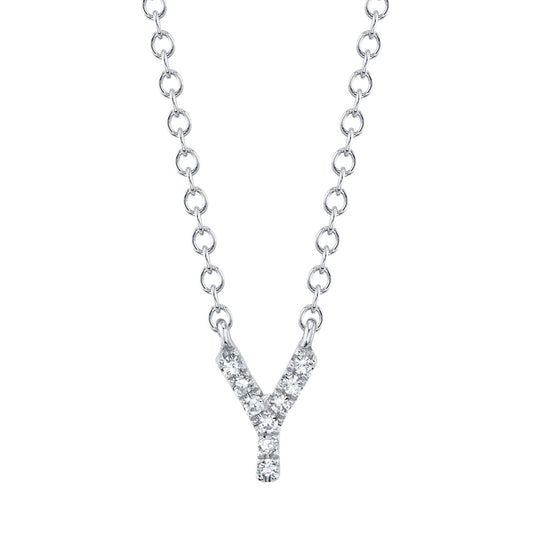 0.03CT 14K W/G DIAMOND NECKLACE - INITIAL Y