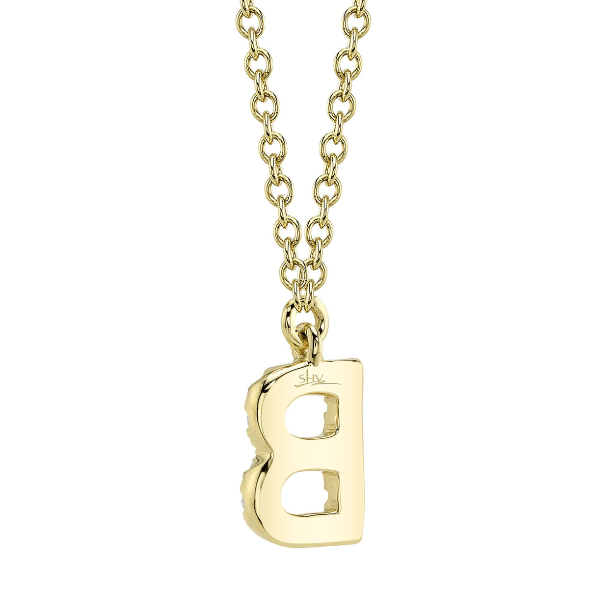 0.06CT 14K Y/G DIAMOND NECKLACE - INITIAL B
