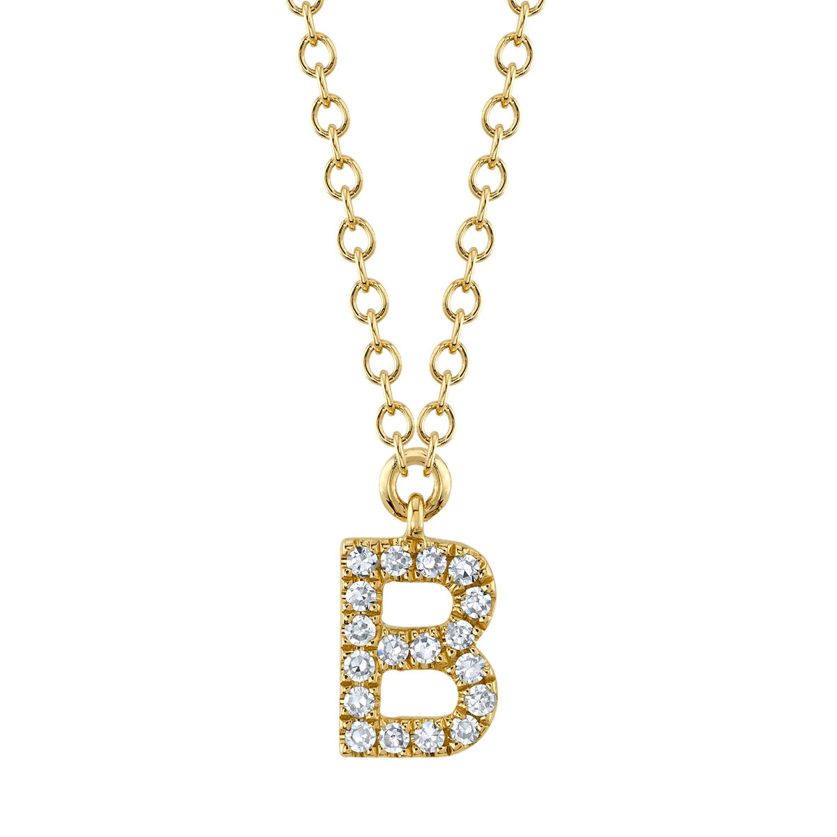 0.06CT 14K Y/G DIAMOND NECKLACE - INITIAL B