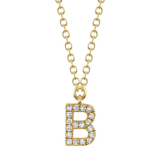 0.06CT 14K Y/G DIAMOND NECKLACE - INITIAL B