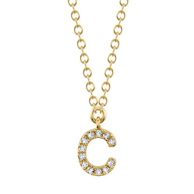 14K Yellow Gold Diamond Initial "C" Necklace