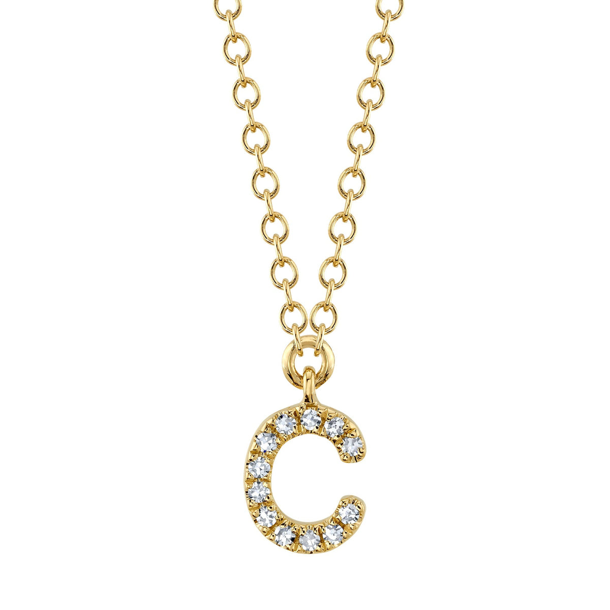 0.04CT 14K Y/G DIAMOND NECKLACE - INITIAL C
